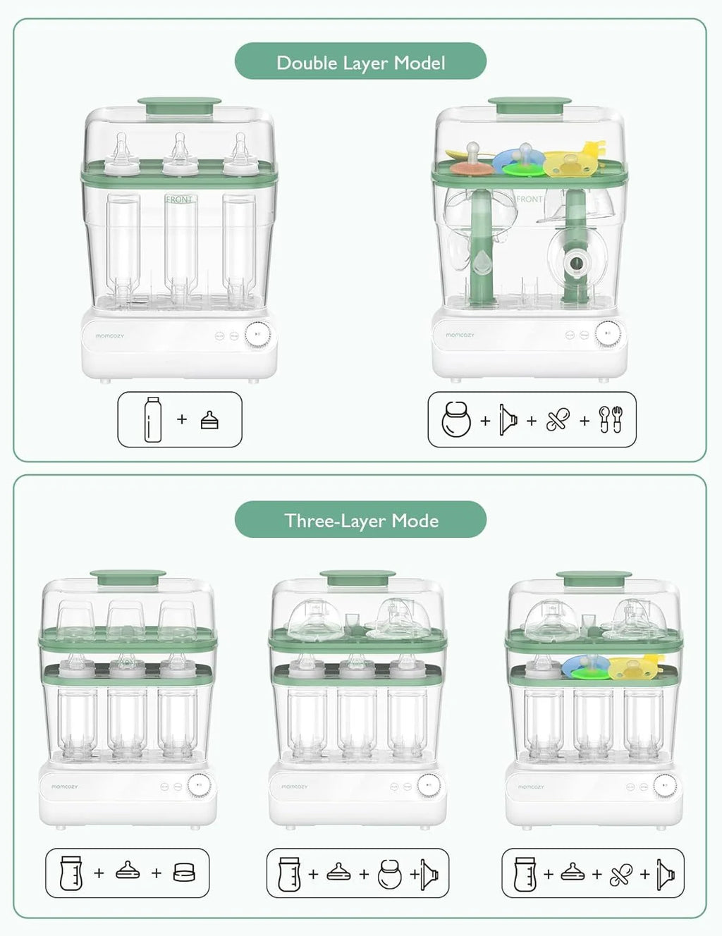 3 Layers Large Bottle Sterilizer and Dryer, Fast Sterilize and Dry