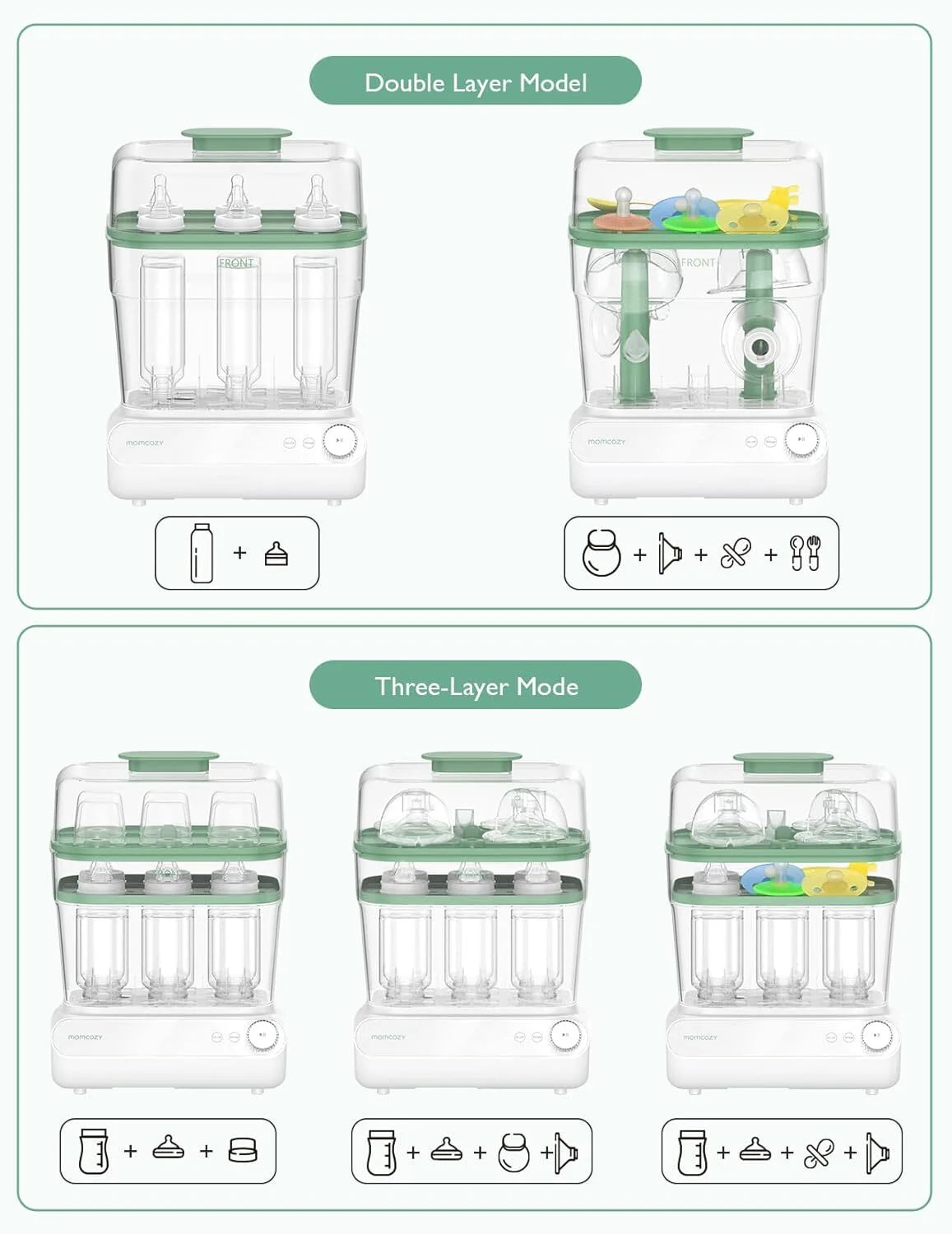 3 Layers Large Bottle Sterilizer and Dryer, Fast Sterilize and Dry