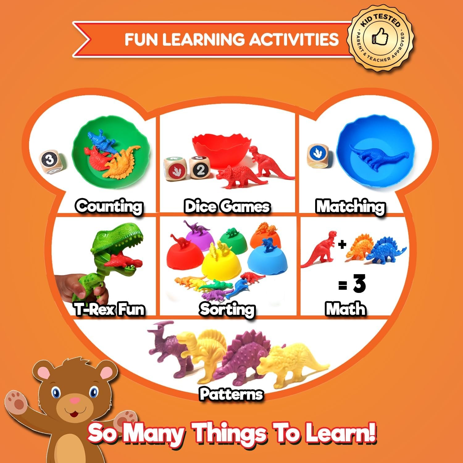 Jumbo Sorting & Counting Dinosaurs Matching Game - Educational Dinosaur Toys for 3 4 5 Year Olds with 54 Math Manipulatives, Dino Grabber, Toddler Games Dice, Toy Storage & Kids Activities Ebook