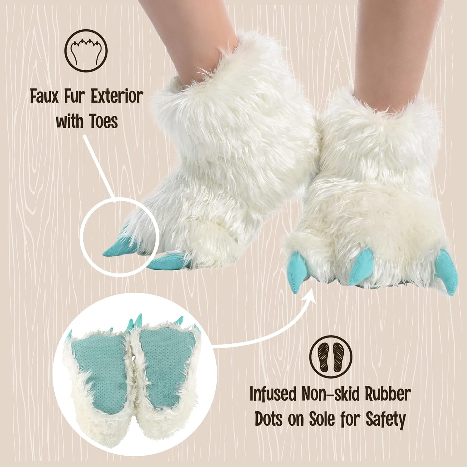 Animal Paw Slippers for Kids and Adults, Fun Costume for Kids, Cozy Furry Slippers