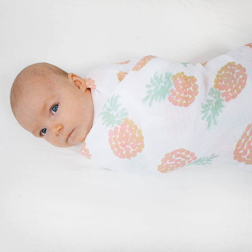 Essentials, Cotton Muslin Swaddle Blanket, Tropicalia, Girls, Infants, 4-Pack
