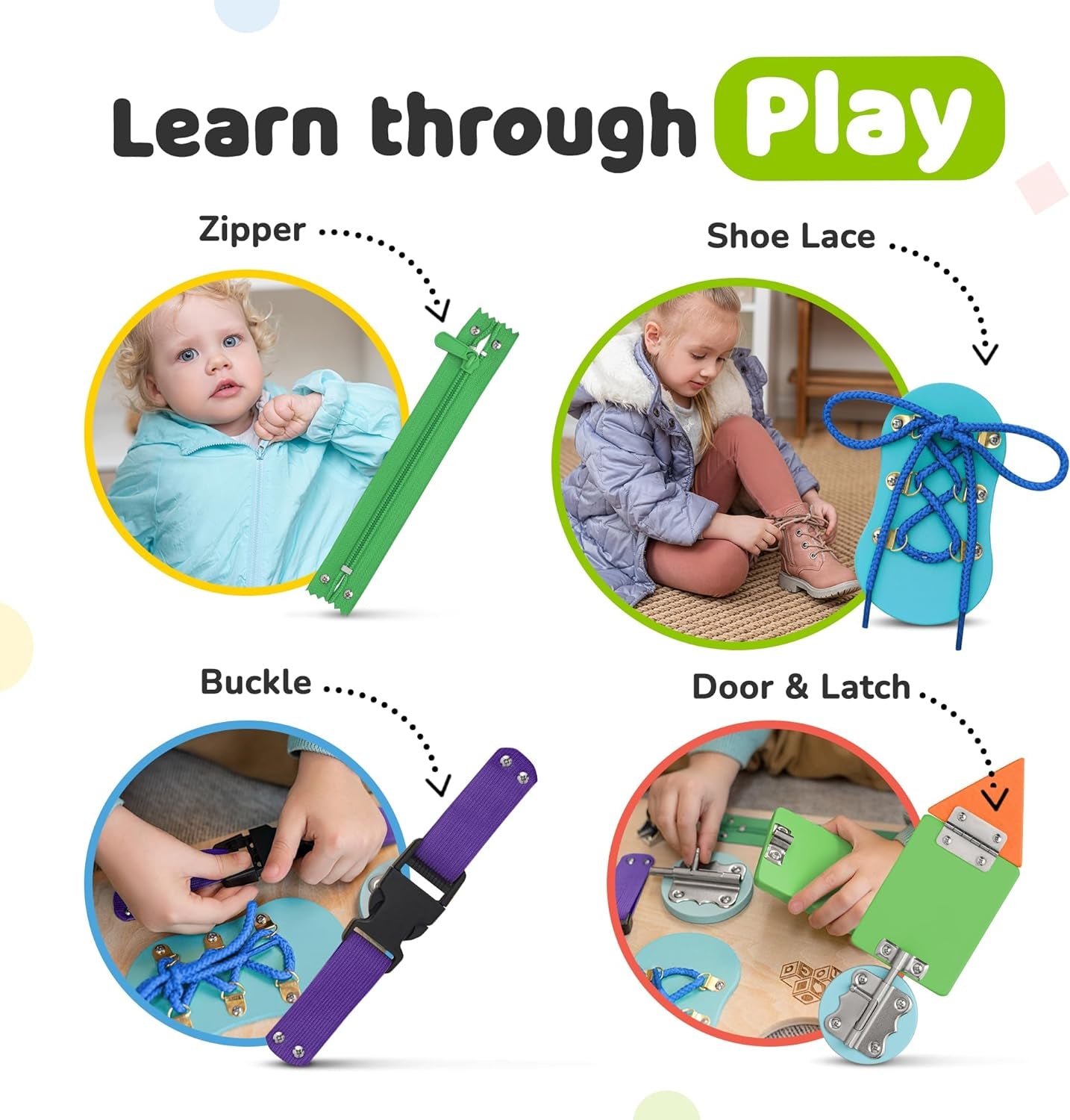 Toddler Busy Board, Premium Wooden Sensory Toy | Montessori Busy Board for Toddlers 3 Year Old with 10 Educational Activities for Fine Motor Skills, Travel Toy