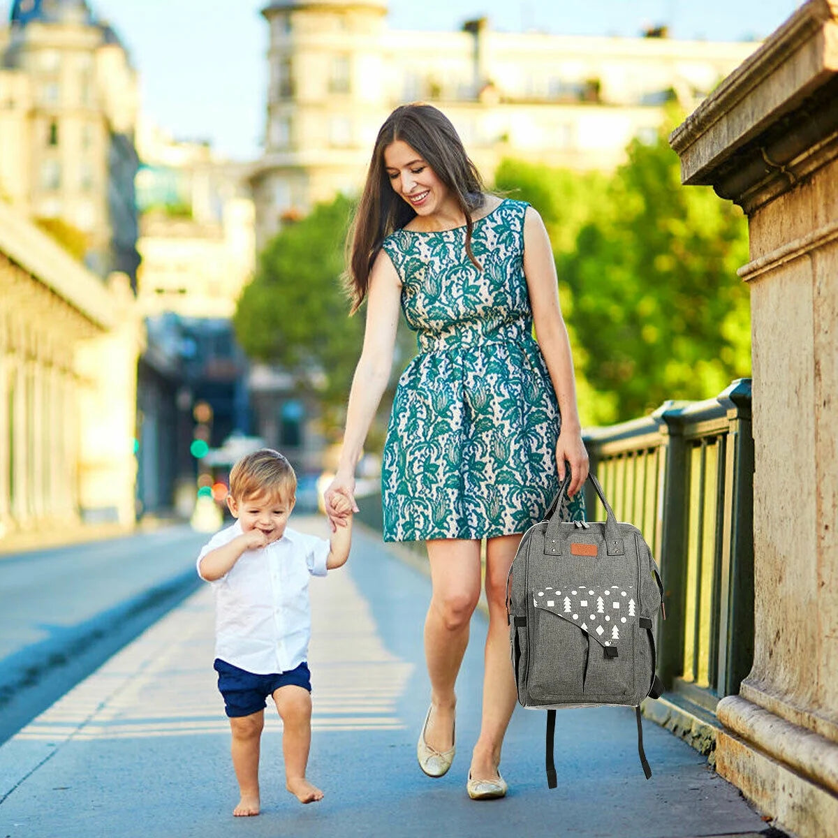 Diaper Bag Waterproof Baby Nappy Backpack W/Usb Charging Port