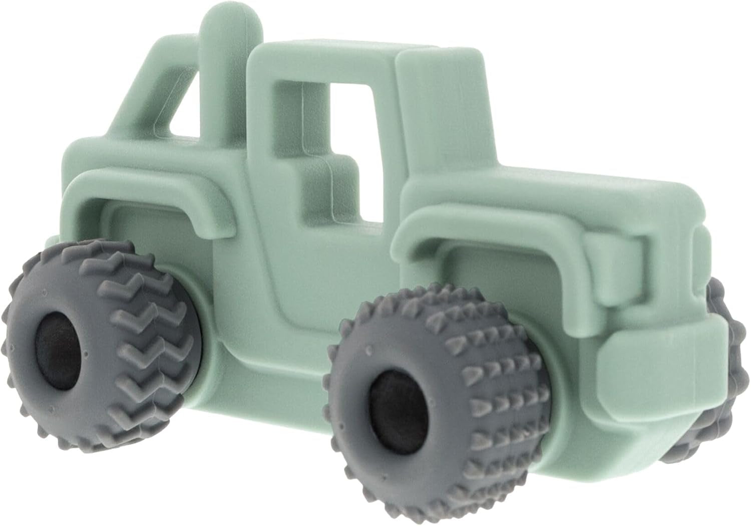 Silicone Teether Toy for Babies - Textured Teething Green Jeep Car with Moving Wheels - Soothes Sore Gums - Encourages Tactile Development and Hand-Eye Coordination - Ages 6+ Months