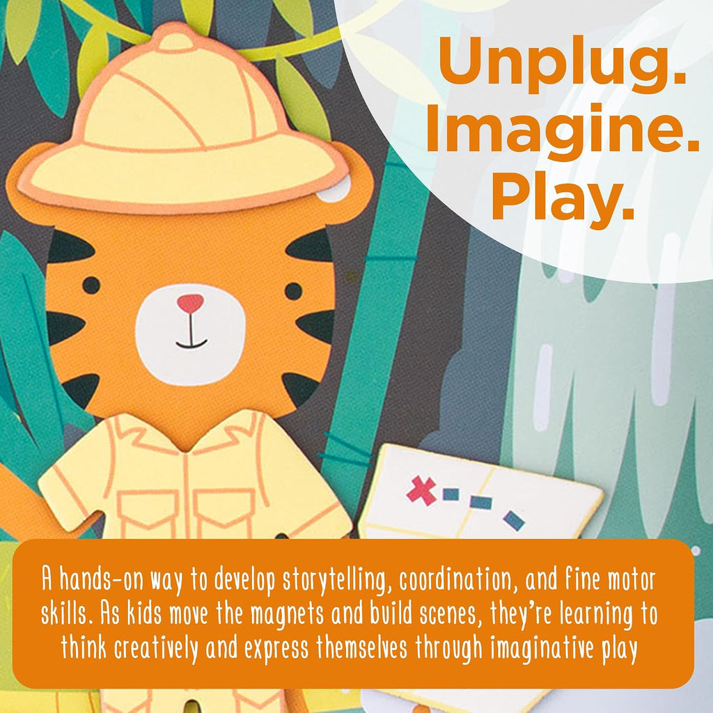 , Magnetic Dress up Dolls 40 PC Play Set – Screen-Free Pretend Play Magnetic Case, Ideal for Ages 3+ – Travel Game for Kids, Magnetic on the Go Activity Set, Shark and Tiger