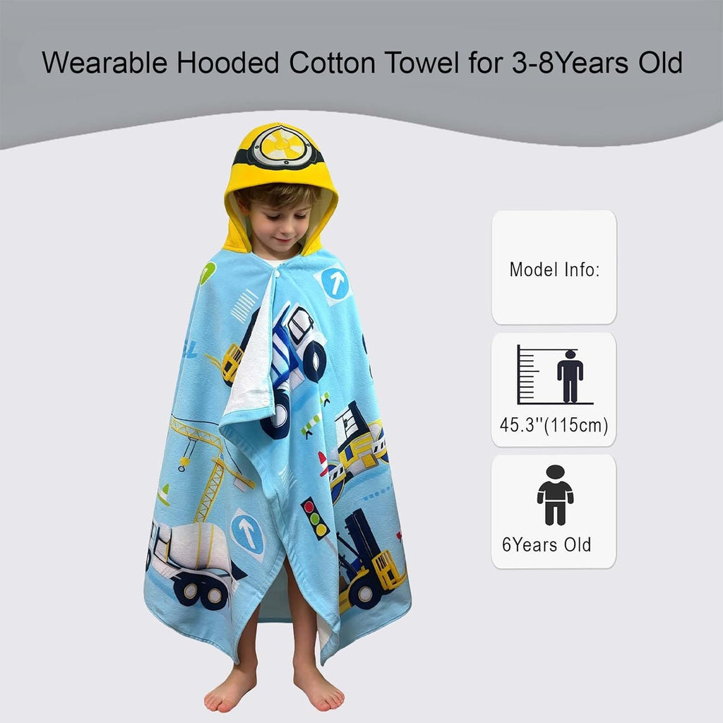 Kids Towels Age 3-8, 30''X50, Soft | Thick | 100% Cotton, Large Absorbent Beach, Bath, Pool, Swim Towels | Cover up for Boys | Excavator Vehicle
