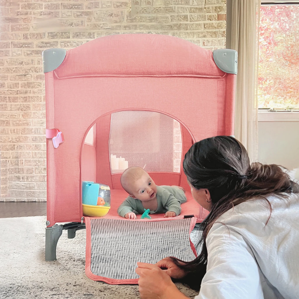 5 in 1 Baby Playard with Bassinet & Changing Table for Newborn, Pink