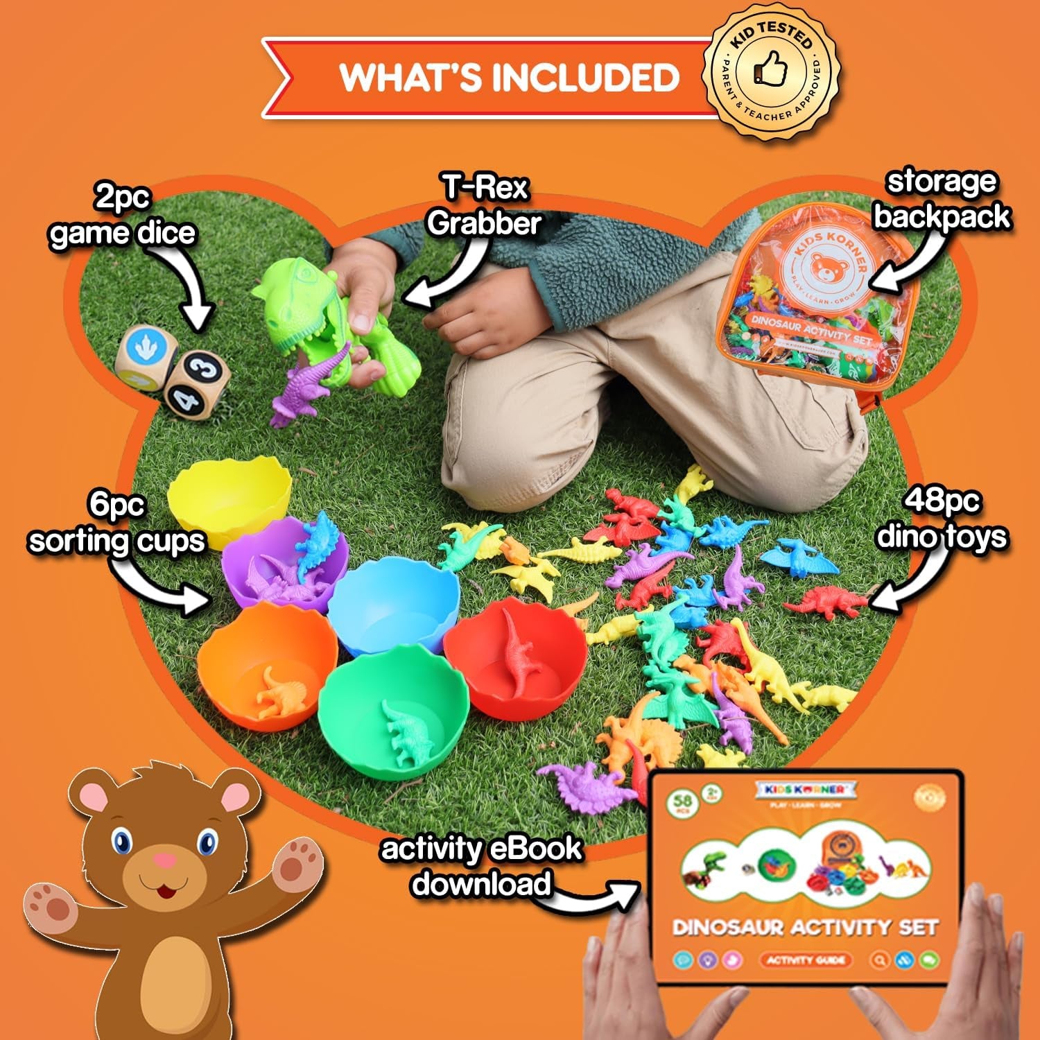Jumbo Sorting & Counting Dinosaurs Matching Game - Educational Dinosaur Toys for 3 4 5 Year Olds with 54 Math Manipulatives, Dino Grabber, Toddler Games Dice, Toy Storage & Kids Activities Ebook
