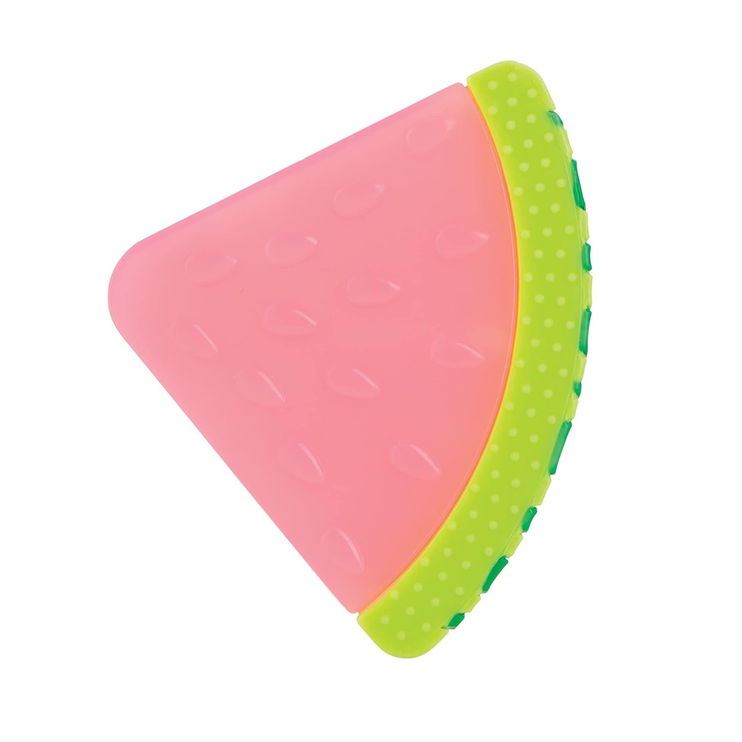 100% Silicone Baby Teether - Watermelon-Shaped Teething Toy - Soft Textured Gum Massager - Easy-Grip Infant Teether Toy - 3+ Months