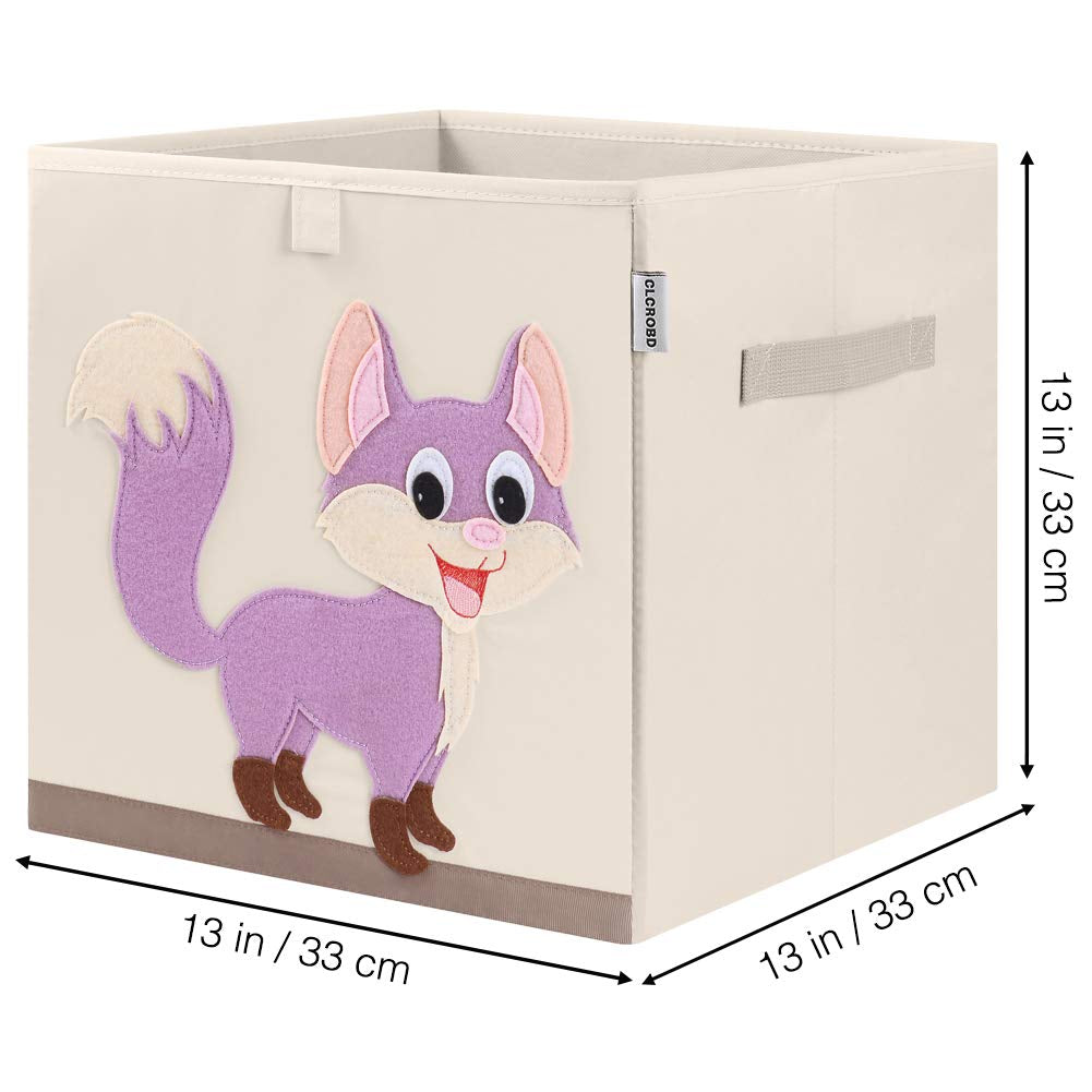 Foldable Animal Cube Storage Bins Fabric Toy Box/Chest/Organizer for Kids Nursery, 13 Inch (Fox)