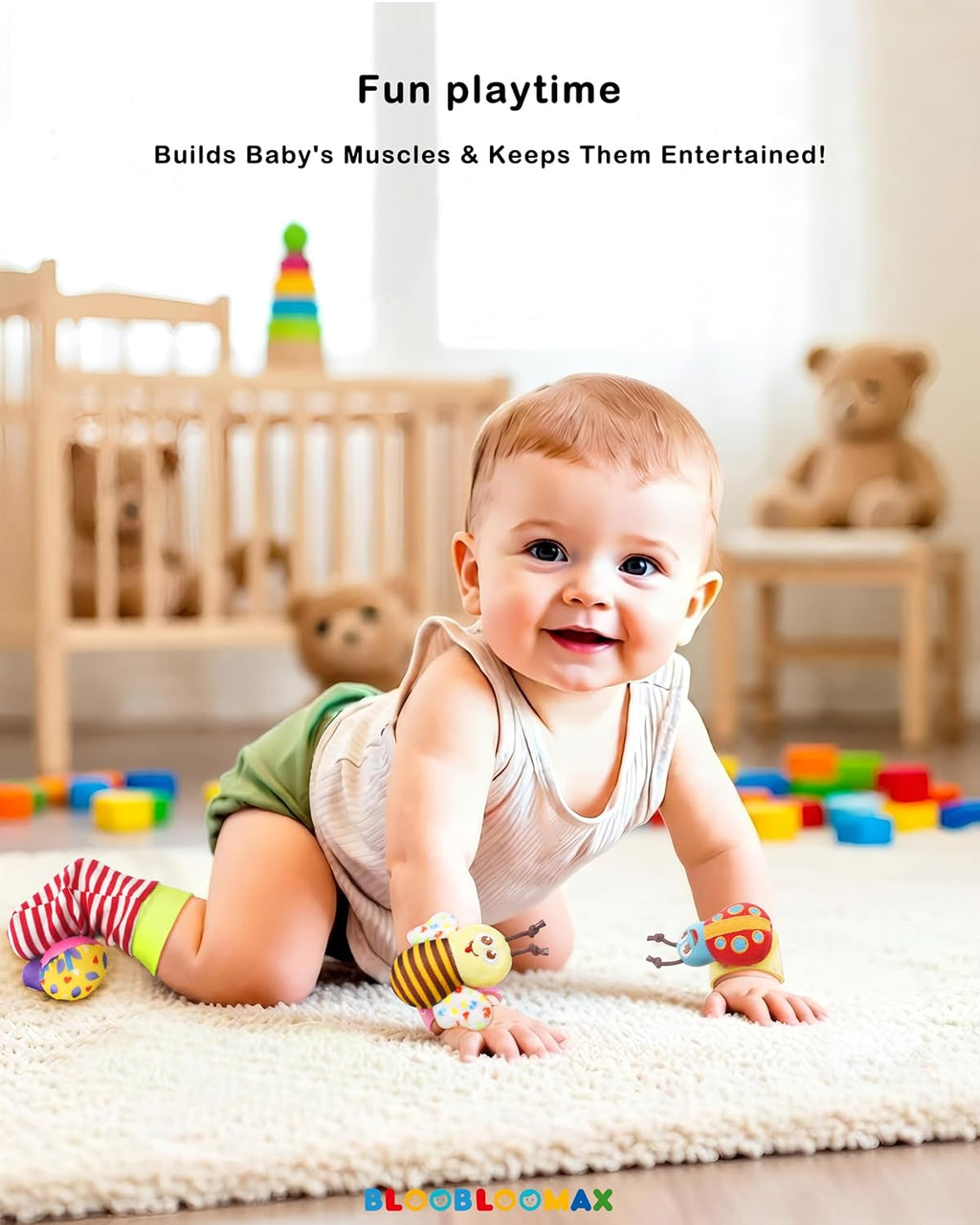 Baby Wrist Rattle Socks Toy 0-36 Months Shower Gift Newborn Essentials | Infant Wristband Hand & Ankle Rattles | Sensory Toys for 0-3 Years Newborn Boys & Girls as Shower Present Basket Stuffer