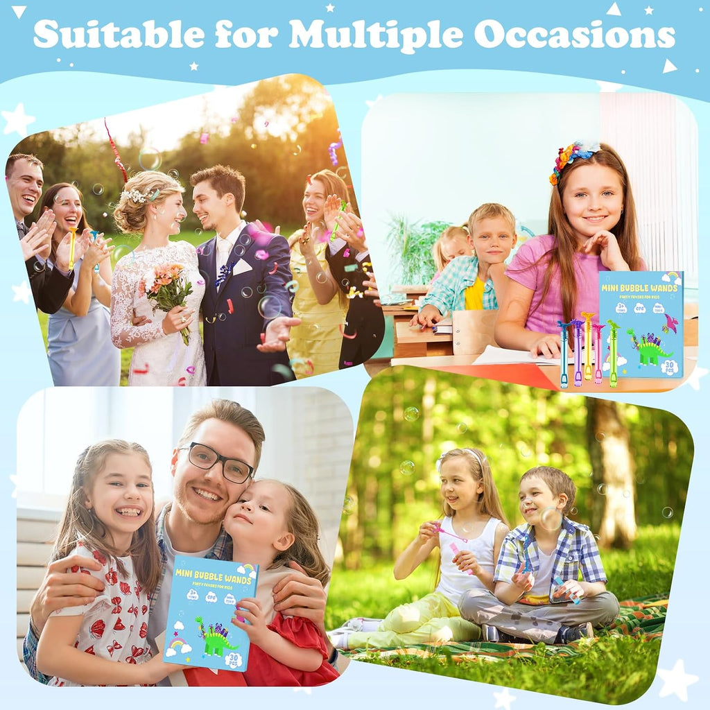 Mini Bubble Wands Bulk Dinosaur Party Favors for Kids 30 Pack Small Bubbles for Kids Birthday Goodie Bag Stuffers Fillers School Classroom Prizes for Toddlers Student Gifts Outdoor Toys Party Supplies