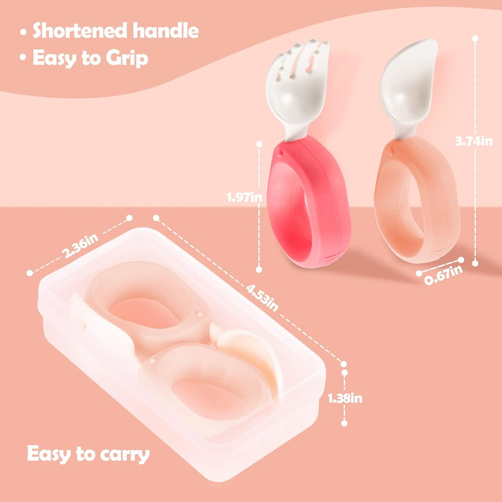 Toddler Utensils Set, Baby Forks & Spoons with Silicone Handle | Easy-Grip Handle, Travel Case, Dishwasher Safe, Bpa-Free, Perfect for Self-Feeding Training, Baby Feeding Essentials
