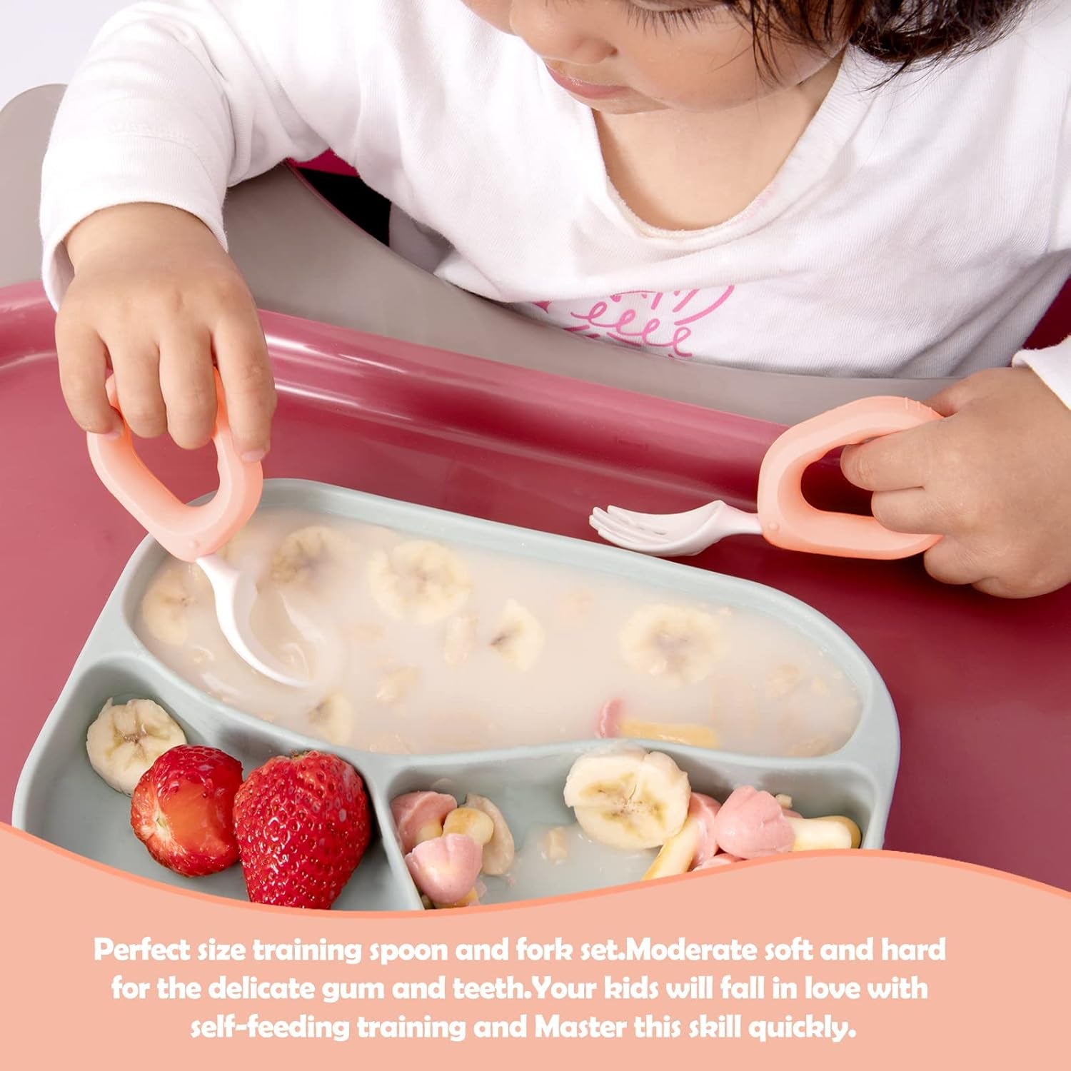 Toddler Utensils Set, Baby Forks & Spoons with Silicone Handle | Easy-Grip Handle, Travel Case, Dishwasher Safe, Bpa-Free, Perfect for Self-Feeding Training, Baby Feeding Essentials