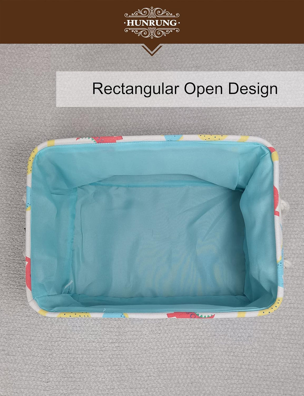 Rectangle Storage Basket Cute Canvas Organizer Bin for Pe, Dinosaur XL | Handles for Easy Toting.Collapsible Design for Compact, Convenient Storage.Spacious Capacity,15.74’’L ×11.02’’W×9.05’’H