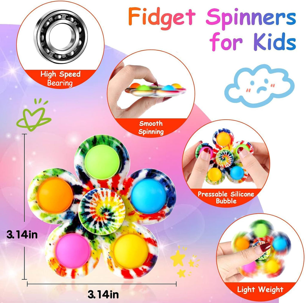 Fidget Spinners Pop for Kids 2 Pack, Sensory Fidget Toys for Kids 4-8-12, Goodie Bags Stuffers for Kids, ADHD Autism Fidget Toys for Toddler 1-3-5 Boys Girls, Classroom Prizes