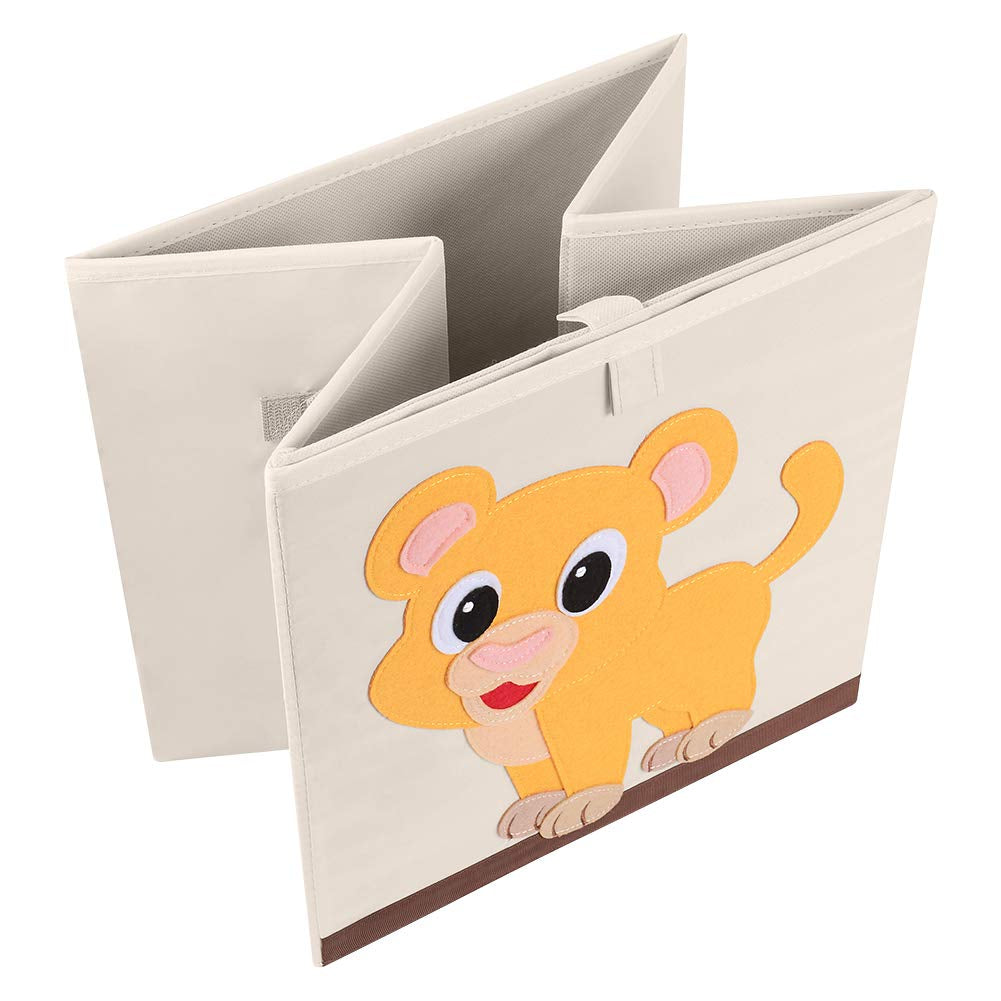 Foldable Animal Cube Storage Bins Fabric Toy Box/Chest/Organizer for Kids Nursery, 13 Inch (Fox)