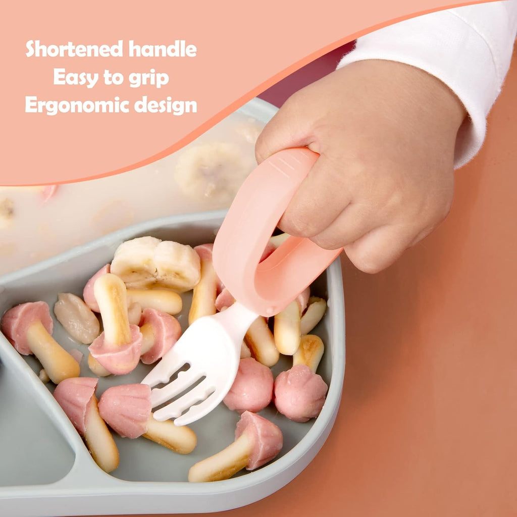 Toddler Utensils Set, Baby Forks & Spoons with Silicone Handle | Easy-Grip Handle, Travel Case, Dishwasher Safe, Bpa-Free, Perfect for Self-Feeding Training, Baby Feeding Essentials