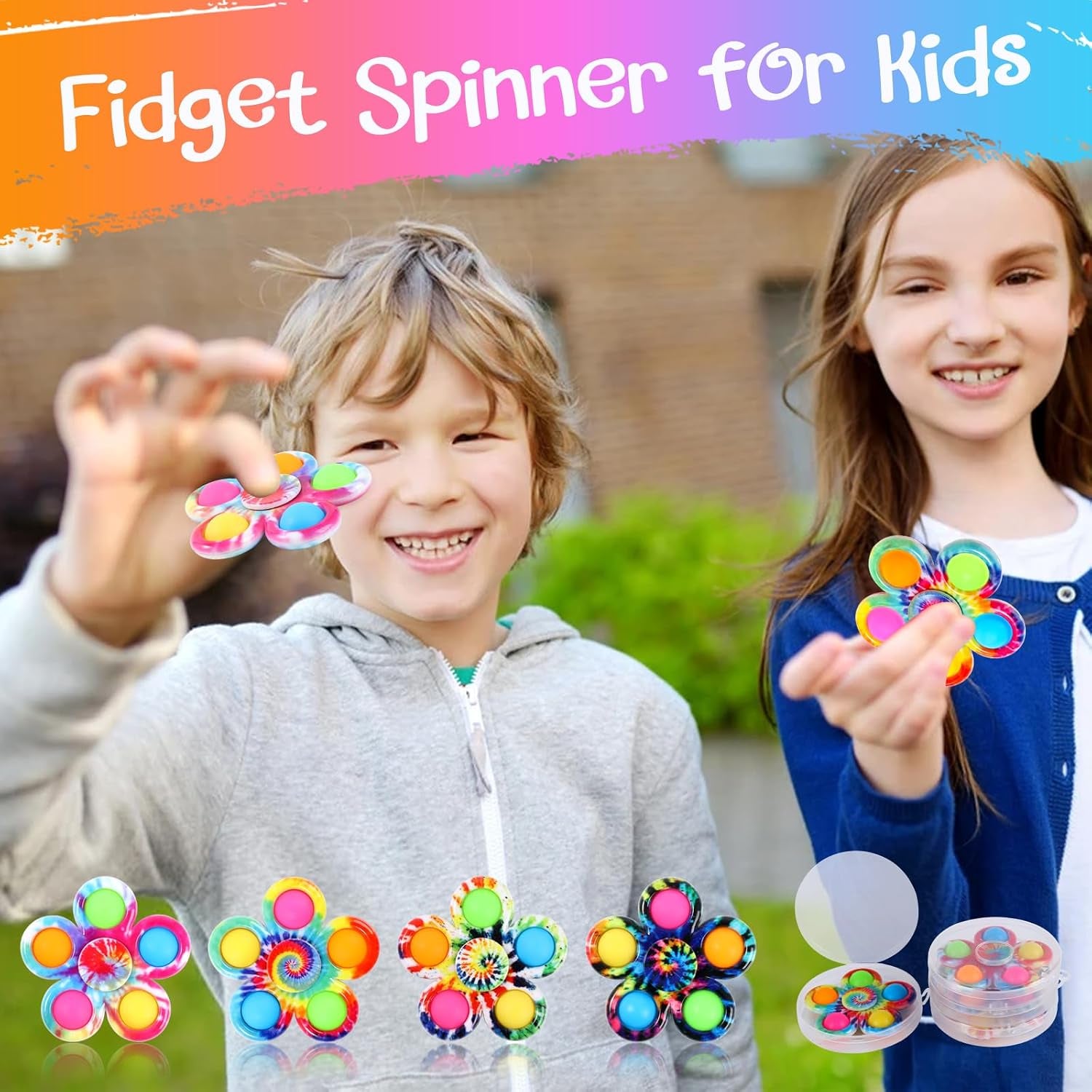 Fidget Spinners Pop for Kids 2 Pack, Sensory Fidget Toys for Kids 4-8-12, Goodie Bags Stuffers for Kids, ADHD Autism Fidget Toys for Toddler 1-3-5 Boys Girls, Classroom Prizes