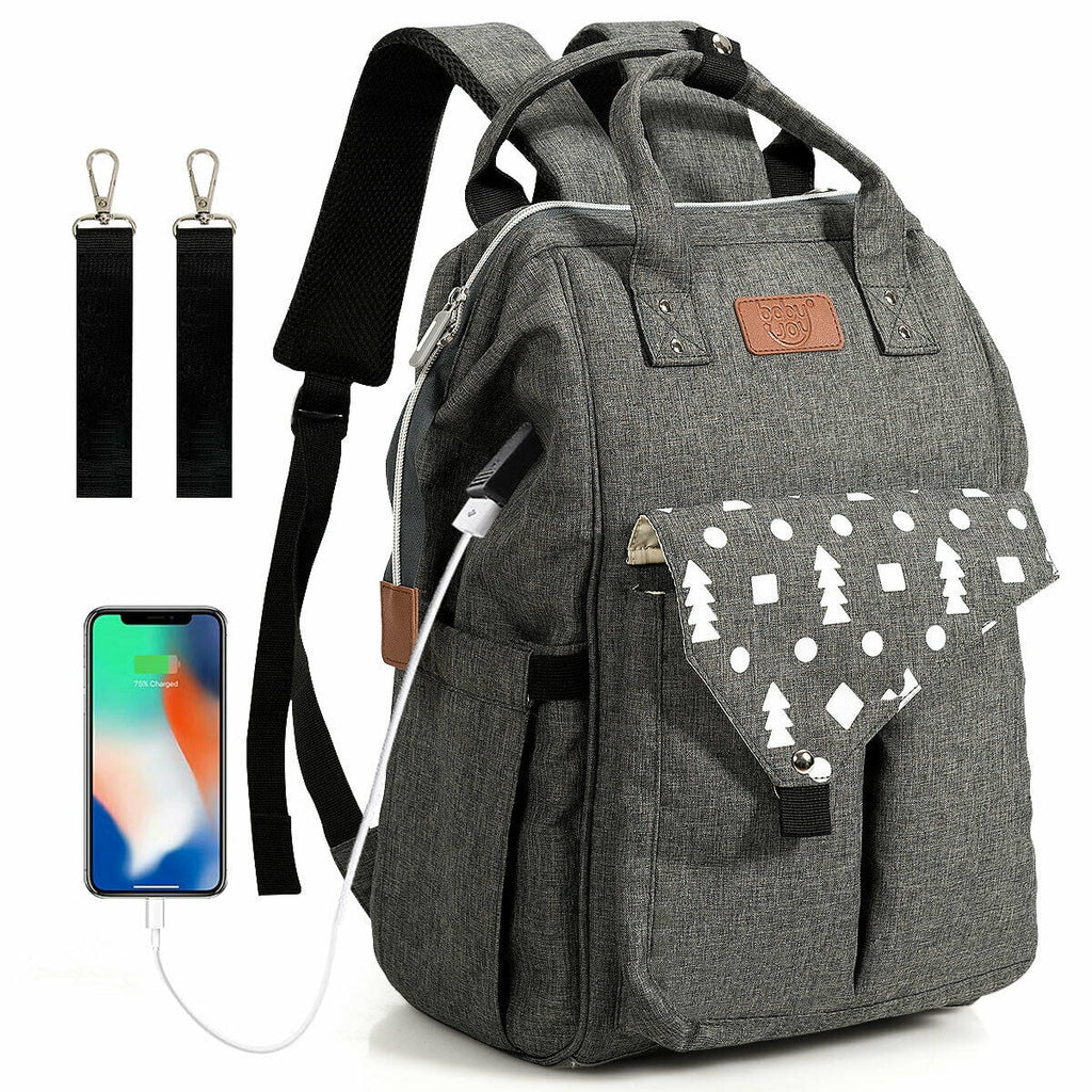 Diaper Bag Waterproof Baby Nappy Backpack W/Usb Charging Port