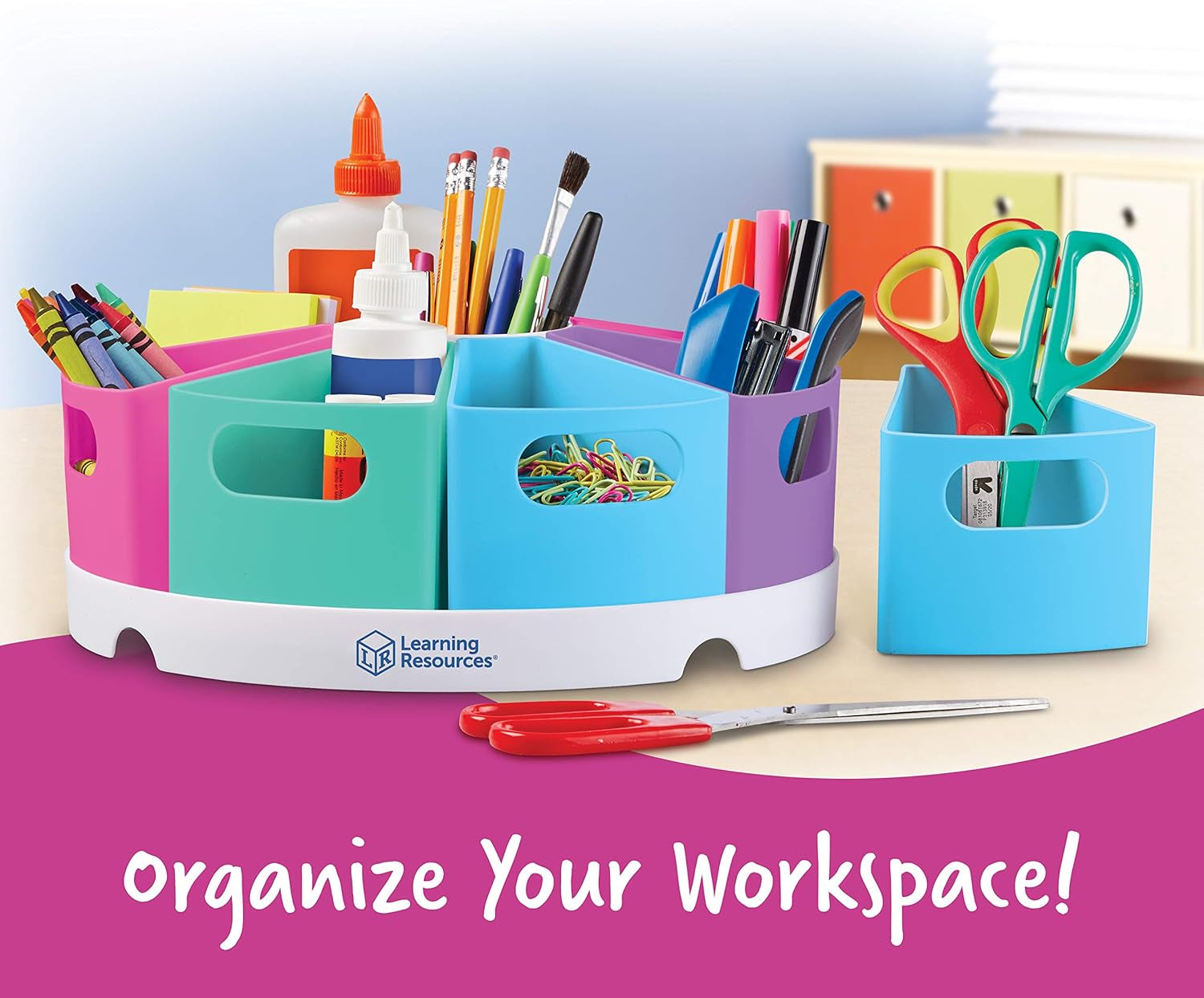 Create-A-Space Storage Center Pastel - Rotating Caddy Organizer for Kids, Art Supply Organizers for Markers, Pens and Pencils, Classroom Table Caddy for Teachers