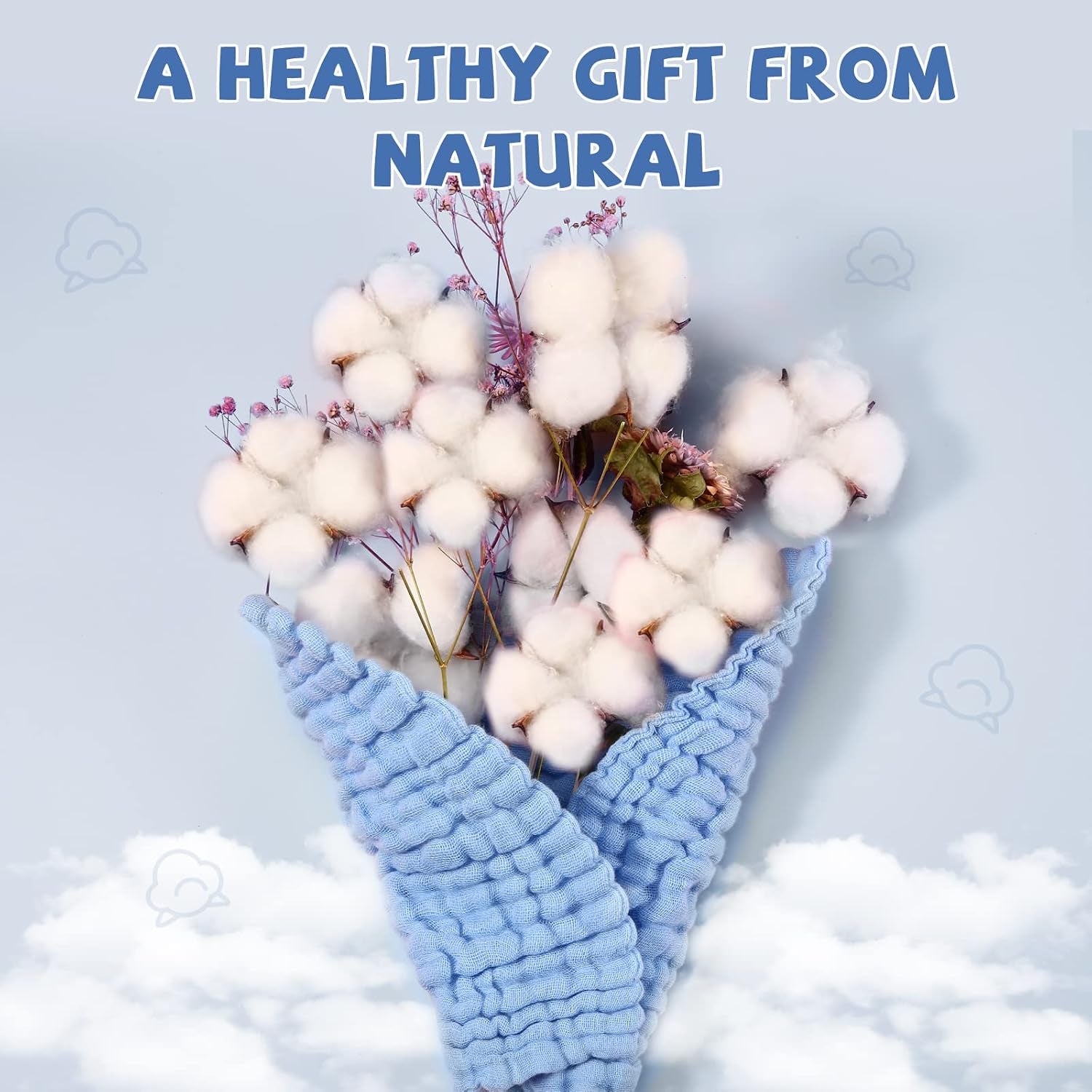 Baby Washcloths - Soft Face Cloths for Newborn, Absorbent Bath Wipes, Burp Cloths or Towels, Baby Registry as Shower. Pack of 6-12X12 Inches (Blue)