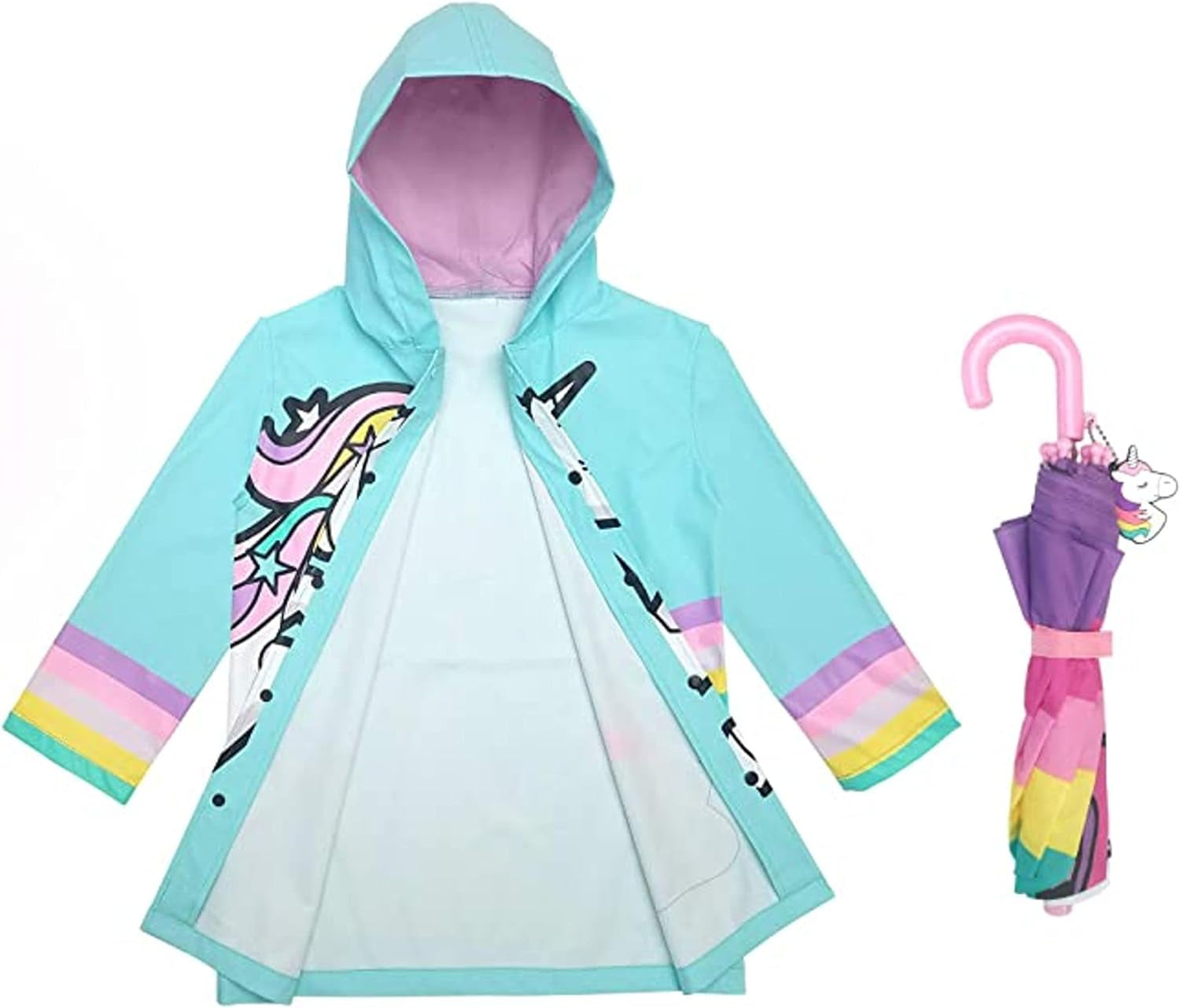 Kids Umbrella for Girls and Boys & Rain Coats Set -Toddler Umbrellas Kids Raincoat Boys Girls Jacket