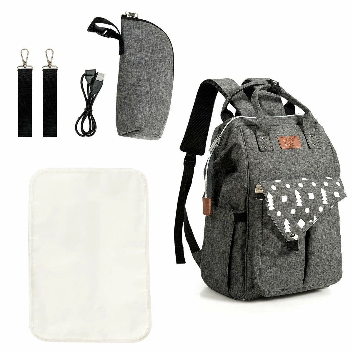 Diaper Bag Waterproof Baby Nappy Backpack W/Usb Charging Port