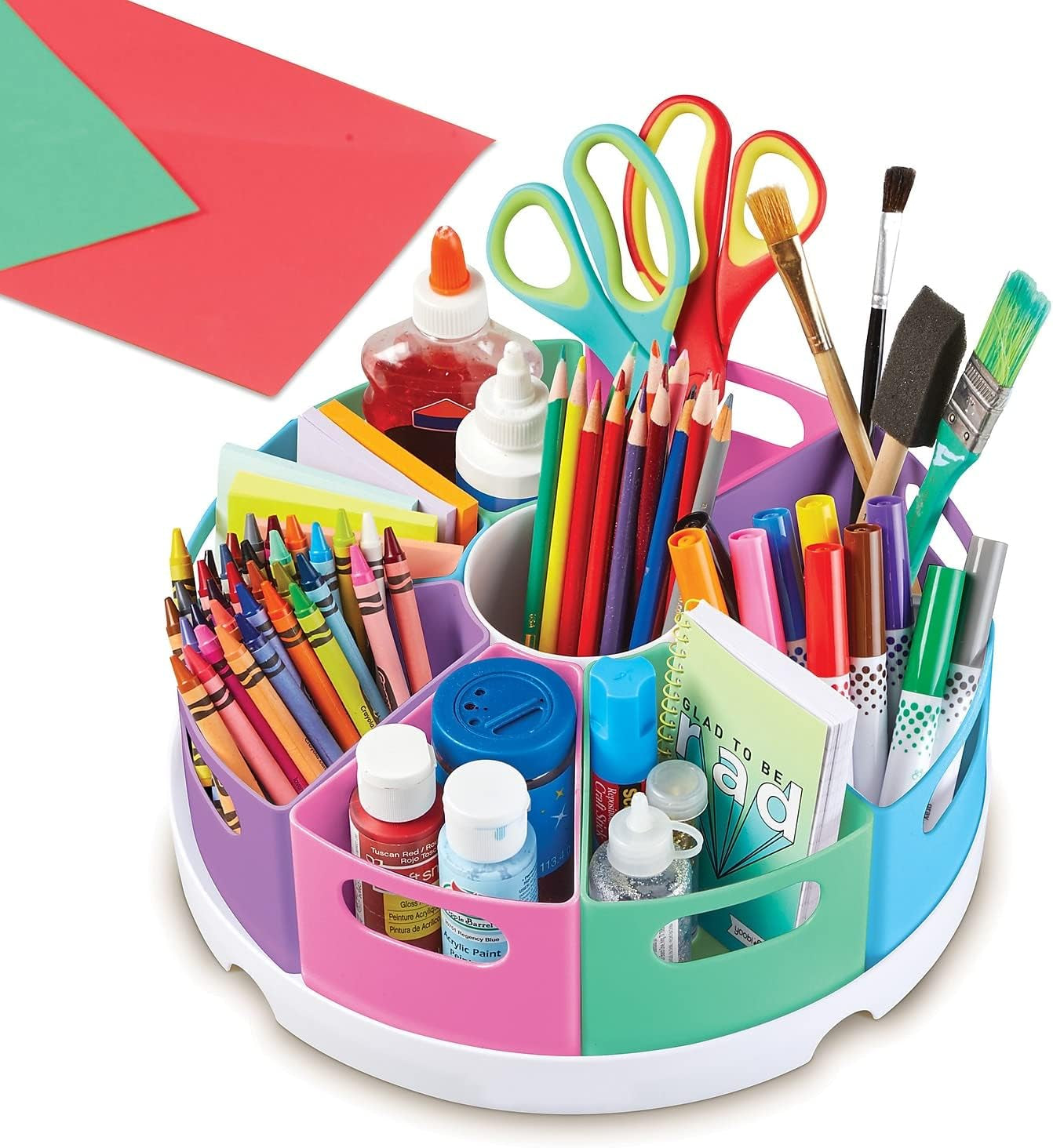 Create-A-Space Storage Center Pastel - Rotating Caddy Organizer for Kids, Art Supply Organizers for Markers, Pens and Pencils, Classroom Table Caddy for Teachers