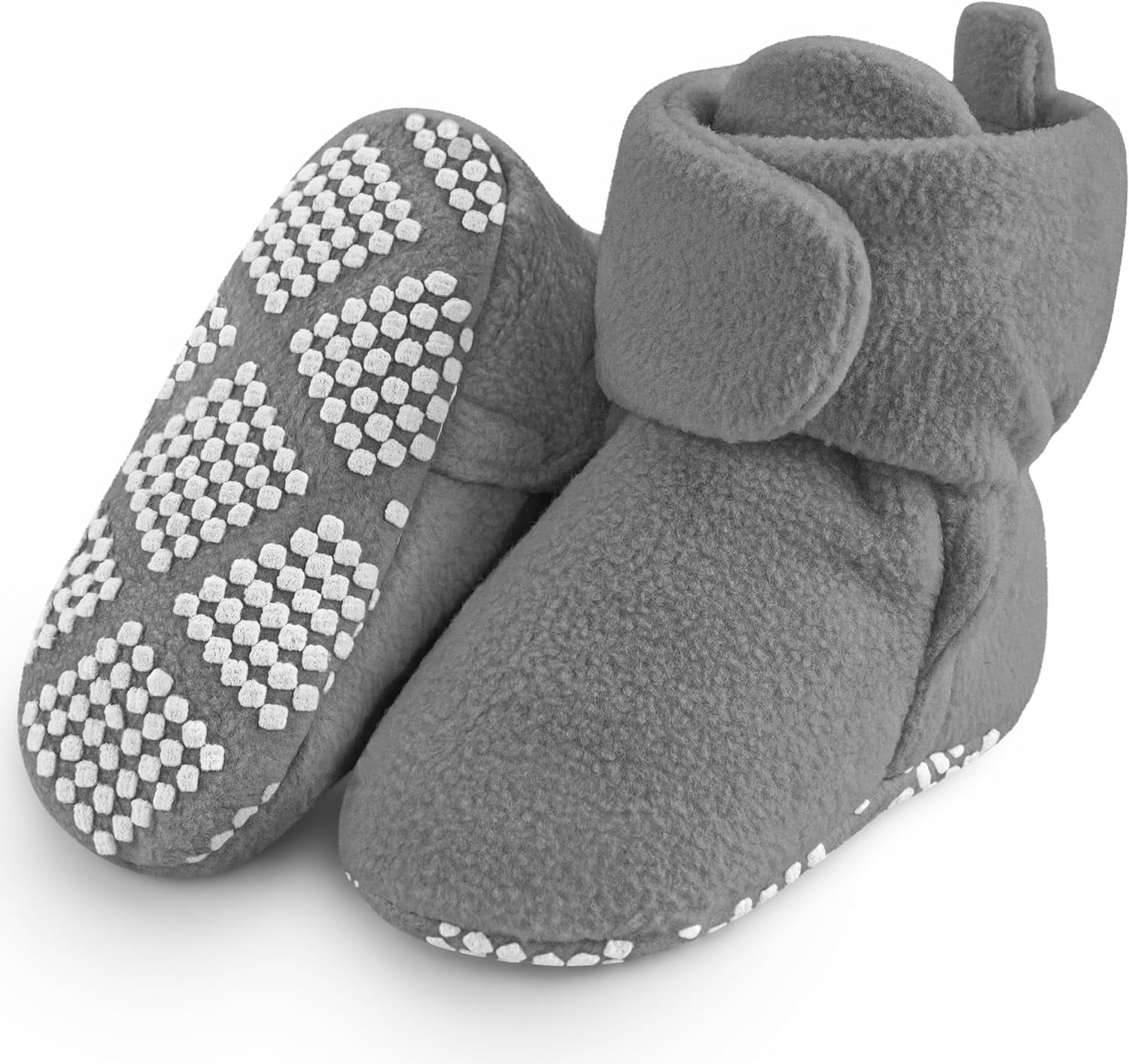 Fleece Baby Booties, Warm Cozy Baby Slippers, Stay on Sock Shoes, Easy to Put On, Unisex Baby Gifts, Soft Non-Slip Adjustable Newborn Boots for Boys and Girls