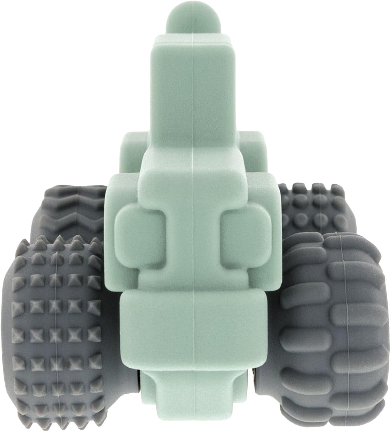 Silicone Teether Toy for Babies - Textured Teething Green Jeep Car with Moving Wheels - Soothes Sore Gums - Encourages Tactile Development and Hand-Eye Coordination - Ages 6+ Months