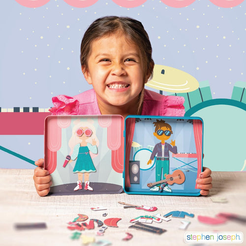 , Magnetic Dress up Dolls 40 PC Play Set – Screen-Free Pretend Play Magnetic Case, Ideal for Ages 3+ – Travel Game for Kids, Magnetic on the Go Activity Set, Shark and Tiger