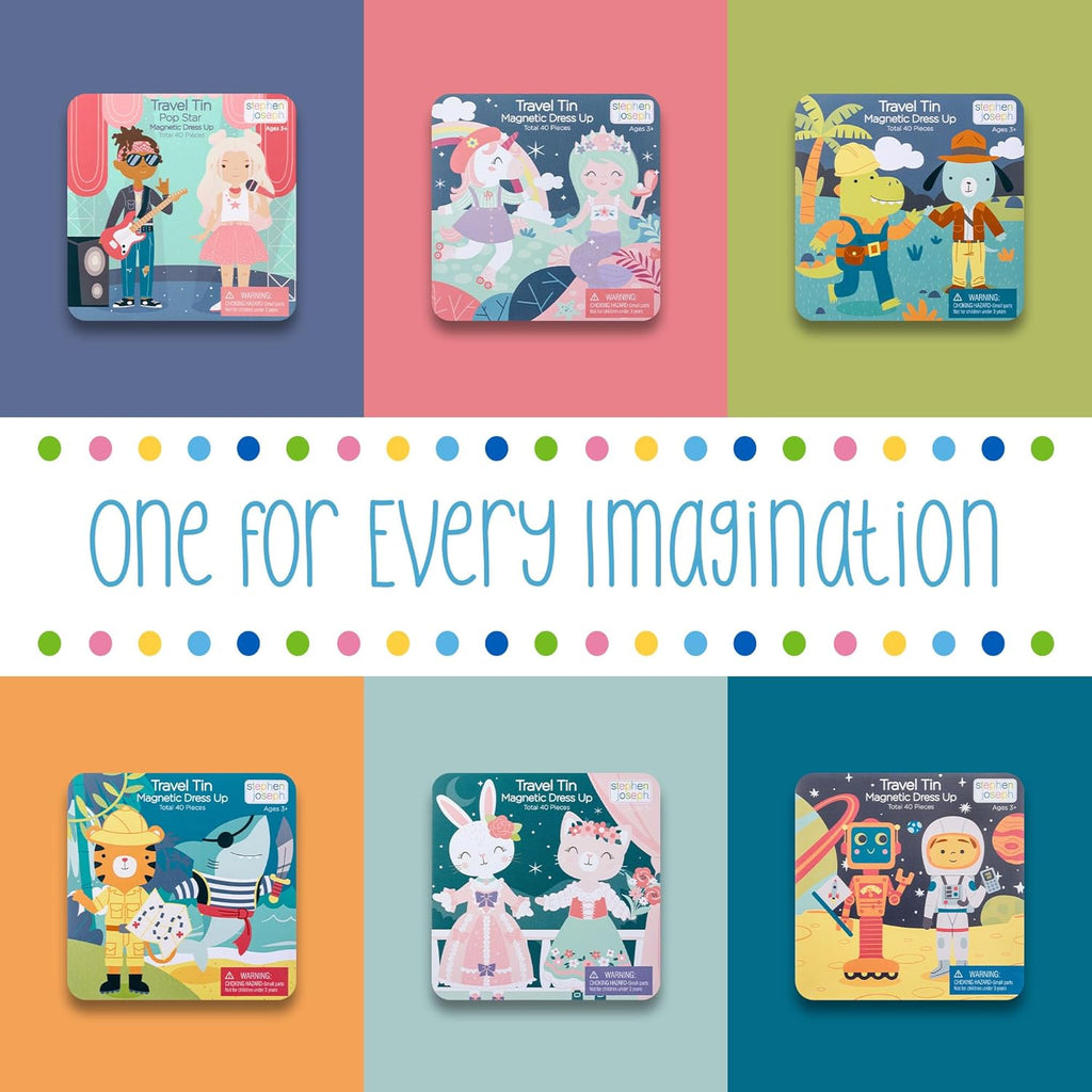 , Travel Tin Magnetic Dress Up,Bunny and Cat Small, 40 Unique Pieces