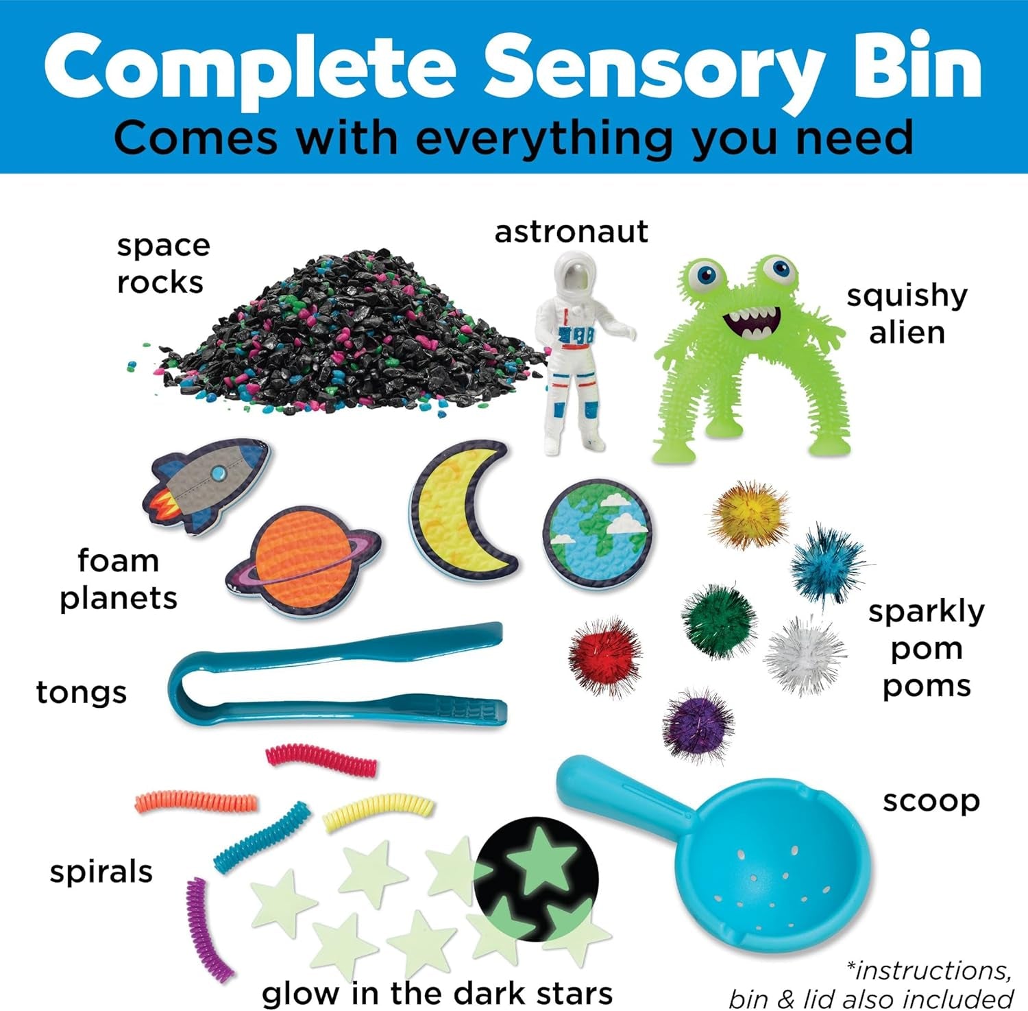 Sensory Bin: Outer Space Toys - Preschool and Toddler Sensory Toys, Kids Gifts for Boys and Girls Ages 3-5+, 10.25 X 14.5 X 4.75 Inches