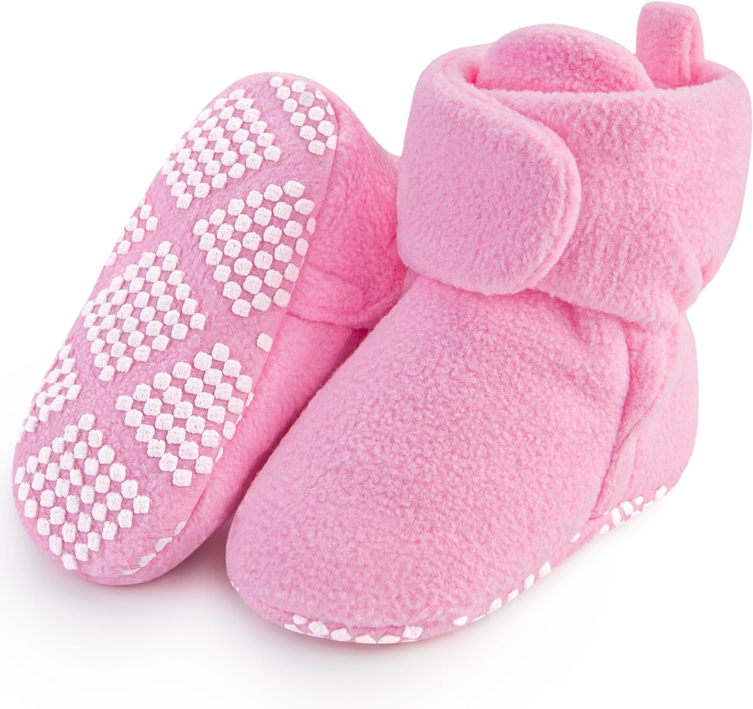 Fleece Baby Booties, Warm Cozy Baby Slippers, Stay on Sock Shoes, Easy to Put On, Unisex Baby Gifts, Soft Non-Slip Adjustable Newborn Boots for Boys and Girls