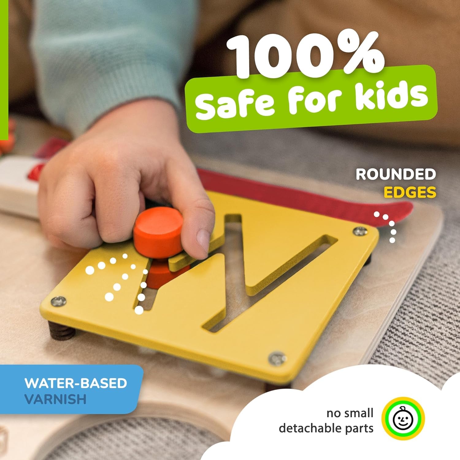 Toddler Busy Board, Premium Wooden Sensory Toy | Montessori Busy Board for Toddlers 3 Year Old with 10 Educational Activities for Fine Motor Skills, Travel Toy
