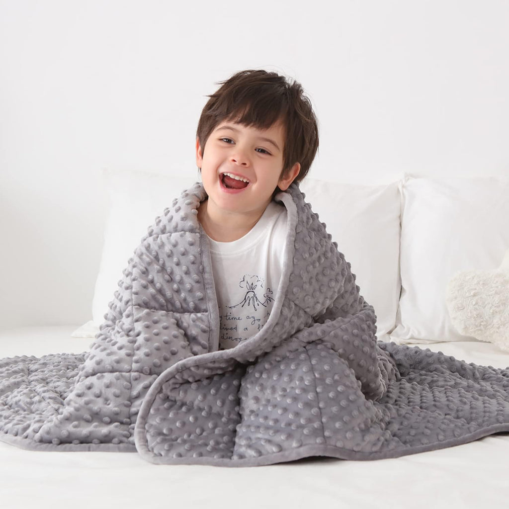 Kids Weighted Blanket Twin 7Lbs (41"×60",Gray) Breathable Soft Minky Weighted Throw Blanket for All Season,Heavy Blanket with Premium Glass Beads