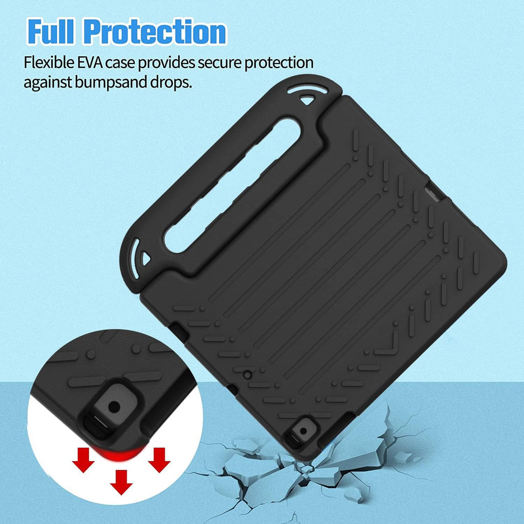 Kids Case for Ipad 9Th 8Th 7Th Generation (10.2 Inch, 2021/2020/2019) - with Screen Protector, Shockproof Light Weight Handle Stand Ipad 10.2 Case for Kids, Black