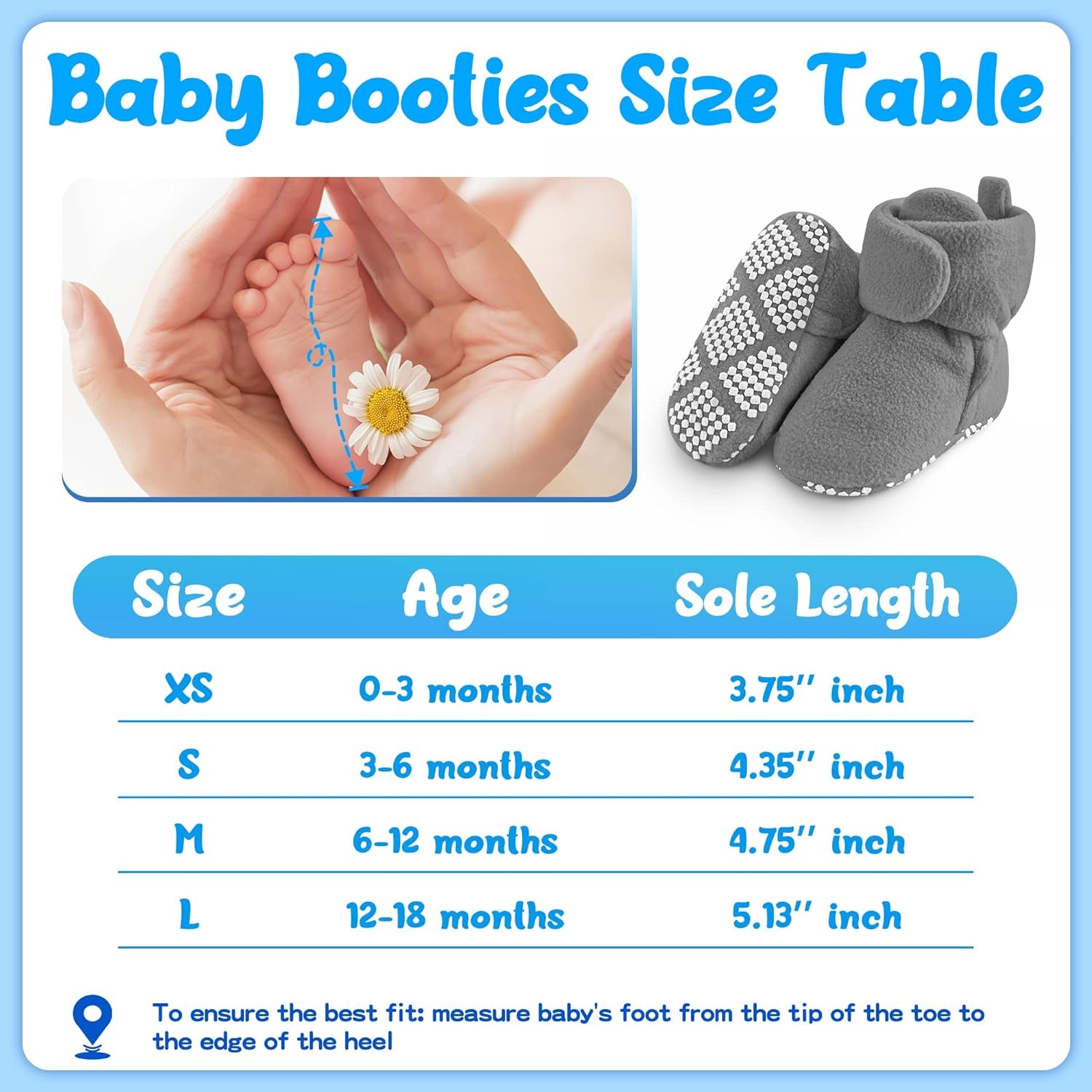Fleece Baby Booties, Warm Cozy Baby Slippers, Stay on Sock Shoes, Easy to Put On, Unisex Baby Gifts, Soft Non-Slip Adjustable Newborn Boots for Boys and Girls