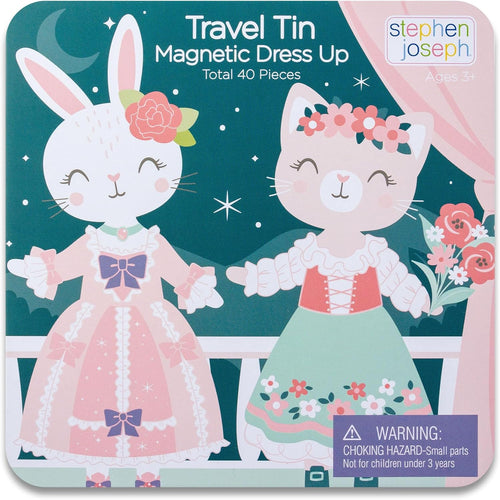 , Travel Tin Magnetic Dress Up,Bunny and Cat Small, 40 Unique Pieces