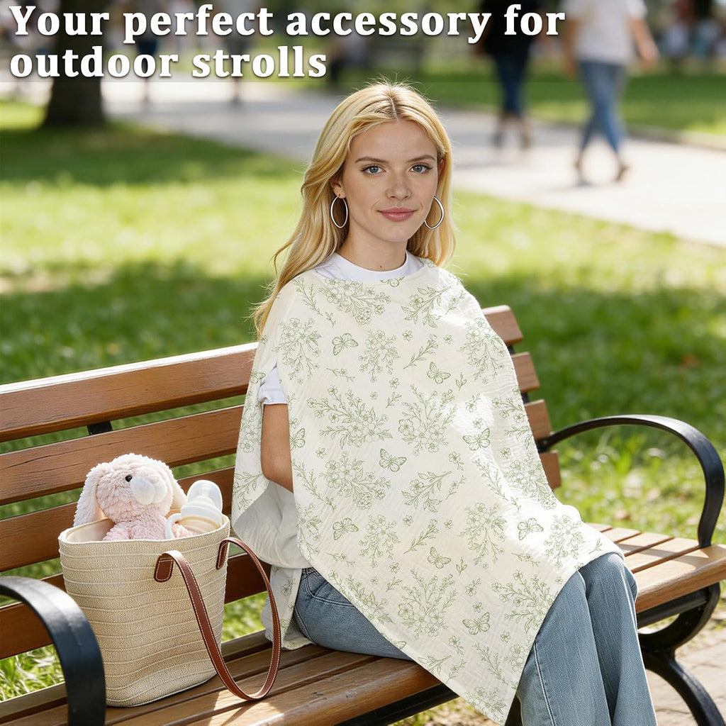 Muslin Nursing Cover up for Breastfeeding, Soft & Breathable Cotton Breast Feeding Cover for Women, Full Privacy Breastfeeding Cover - Newborn Baby Essential, Beige