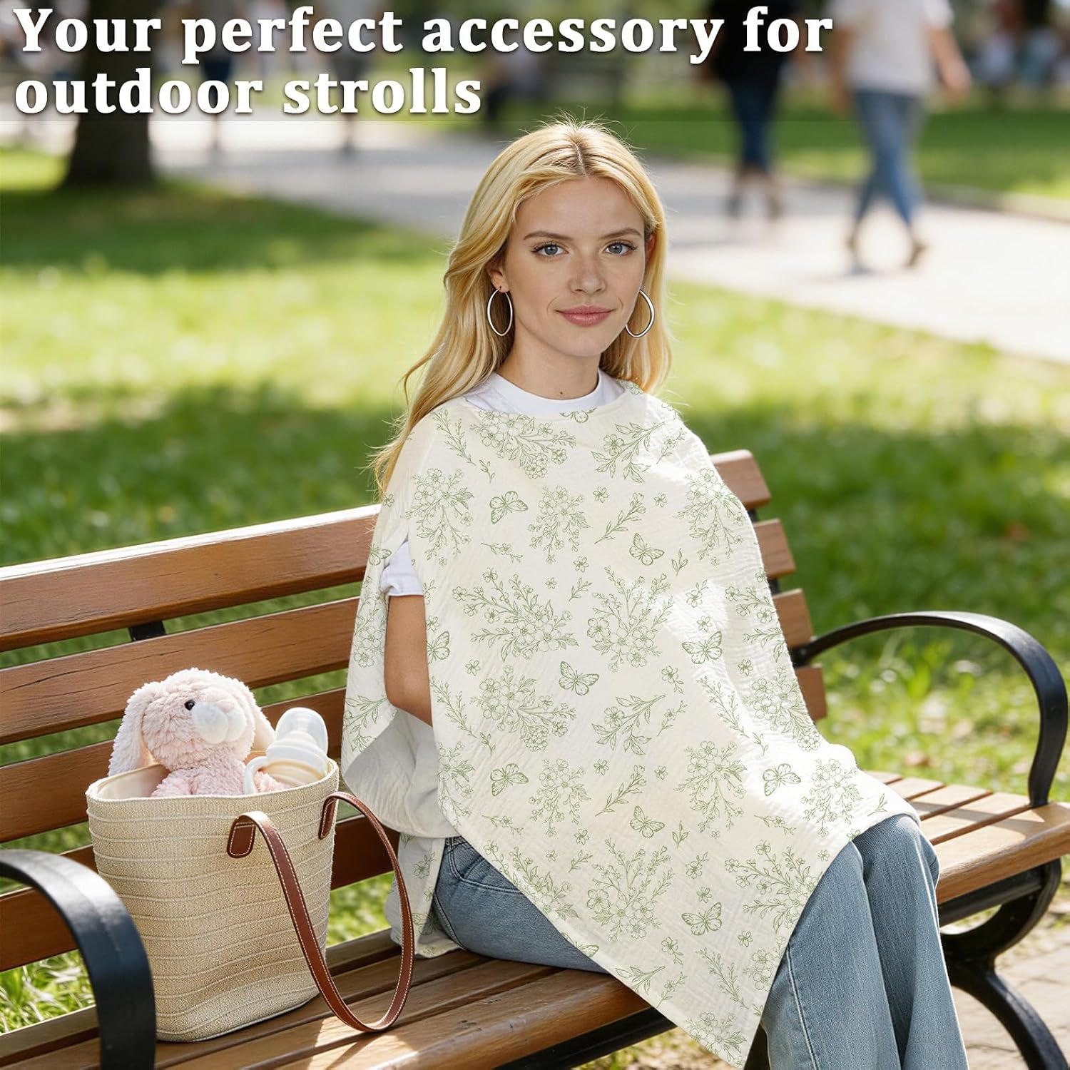 Muslin Nursing Cover up for Breastfeeding, Soft & Breathable Cotton Breast Feeding Cover for Women, Full Privacy Breastfeeding Cover - Newborn Baby Essential, Beige