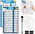 2 in 1 Upgraded Slider Morning/Bedtime Routine Chart for Kids Toddlers - Magnetic Kids Chore Chart for 2 Kids, Dry Erase Chore Chart for Kids, Visual Schedule for Kids with Cute Chore Stickers