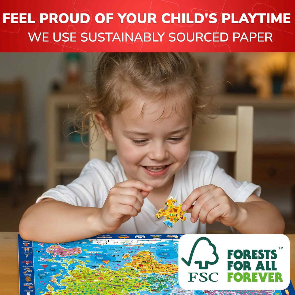 100 Piece Puzzles for Kids Ages 4-6 - 3 Jigsaw Kids Puzzles Ages 6-8 - Learning Map of the United States World Space - Toddler Educational Games for 5-8 Year - Toys for 8-10-12 Year Old