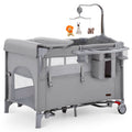 5 in 1 Portable Playard and Bassinet Bedside Sleeper for Newborn to Toddler, Unisex, Gray
