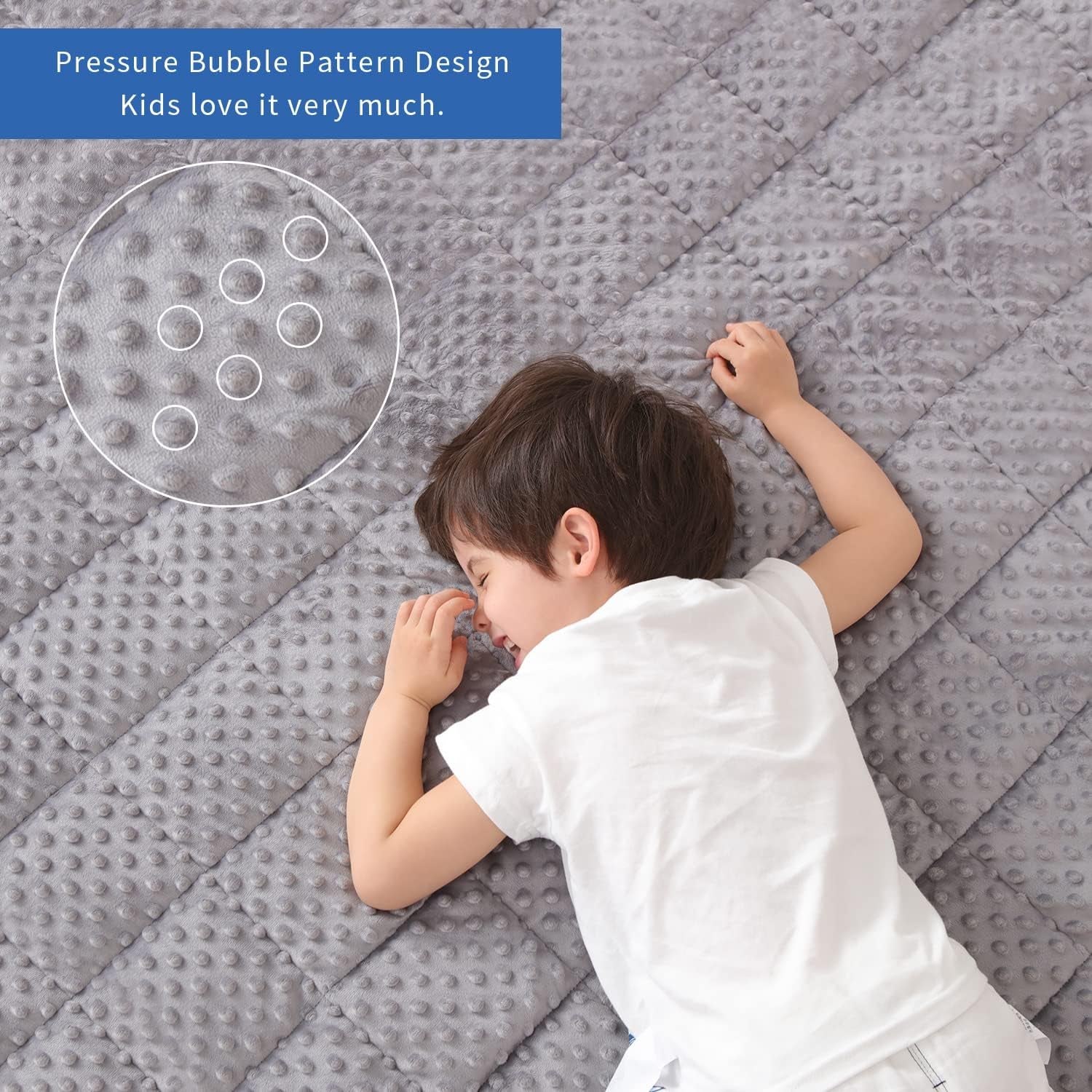 Kids Weighted Blanket Twin 7Lbs (41"×60",Gray) Breathable Soft Minky Weighted Throw Blanket for All Season,Heavy Blanket with Premium Glass Beads