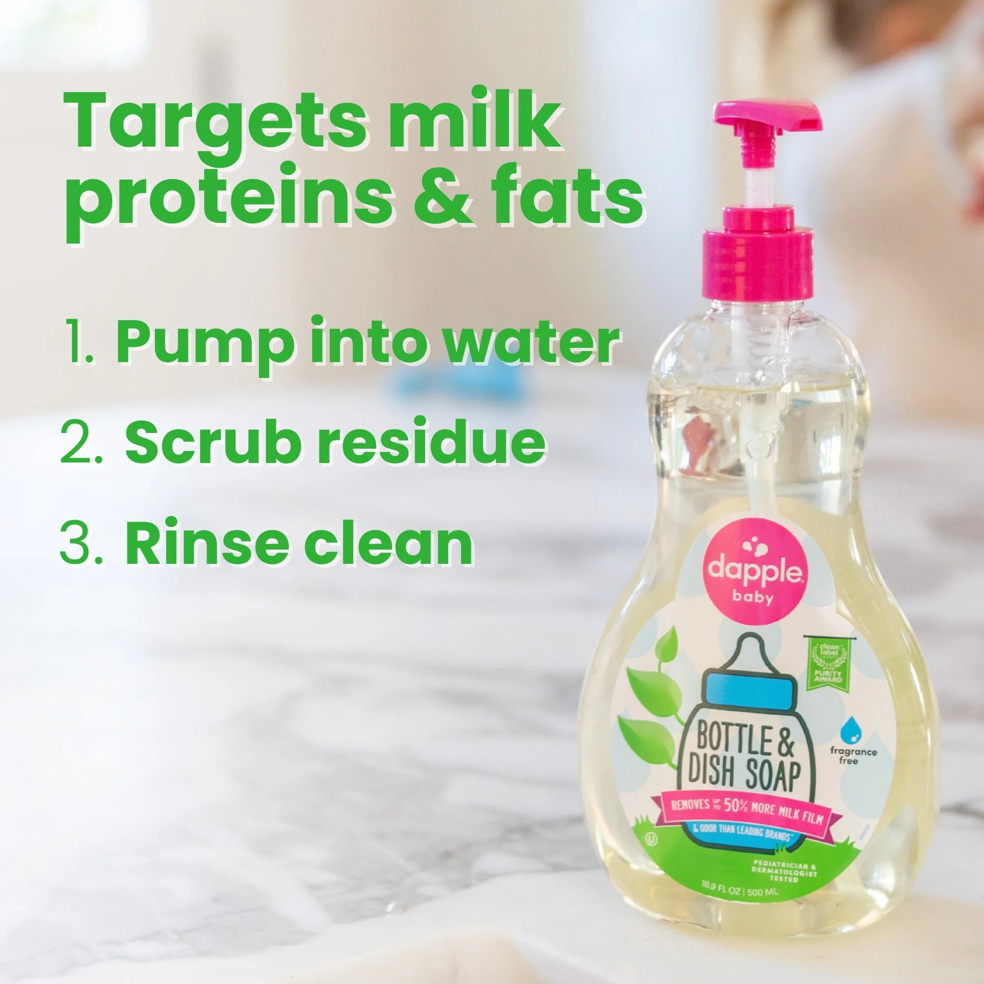 Baby Bottle and Dish Soap for Baby Products, Fragrance-Free, 16.9 Fl Oz