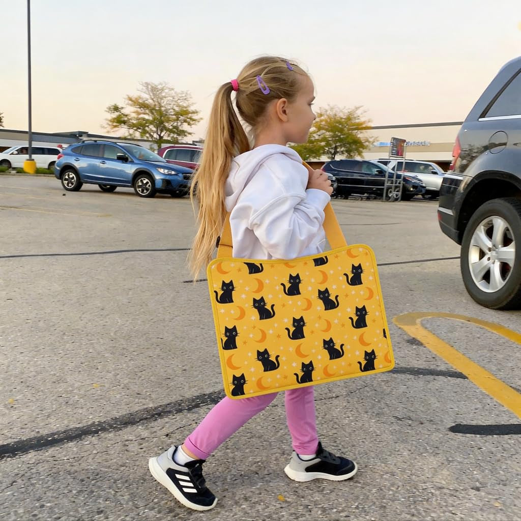 Kids Travel Tray for Toddler Car Seat, Toddler Gift for Boy | Road Trip Essentials Accessories Lap Tray, 16.5 X 13 Inch, Ipad Holder Stand, Storage Pockets, Snack Compartment, Yellow