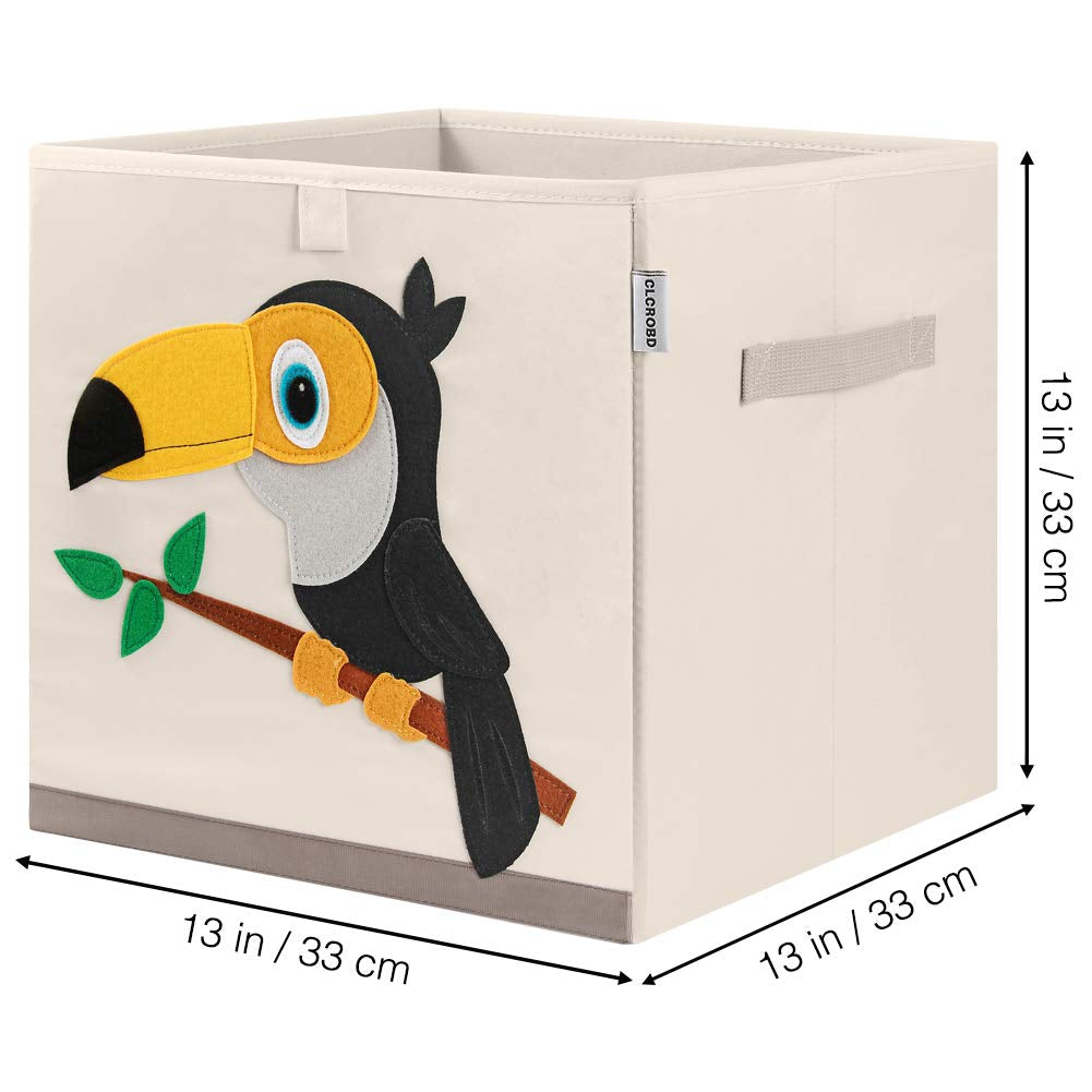 Foldable Animal Cube Storage Bins Fabric Toy Box/Chest/Organizer for Kids Nursery, 13 Inch (Toucan)