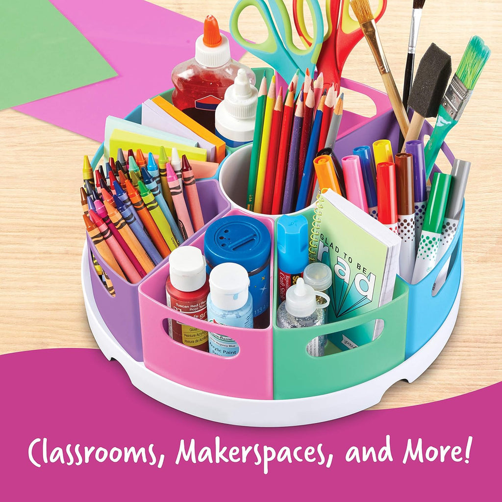 Create-A-Space Storage Center Pastel - Rotating Caddy Organizer for Kids, Art Supply Organizers for Markers, Pens and Pencils, Classroom Table Caddy for Teachers
